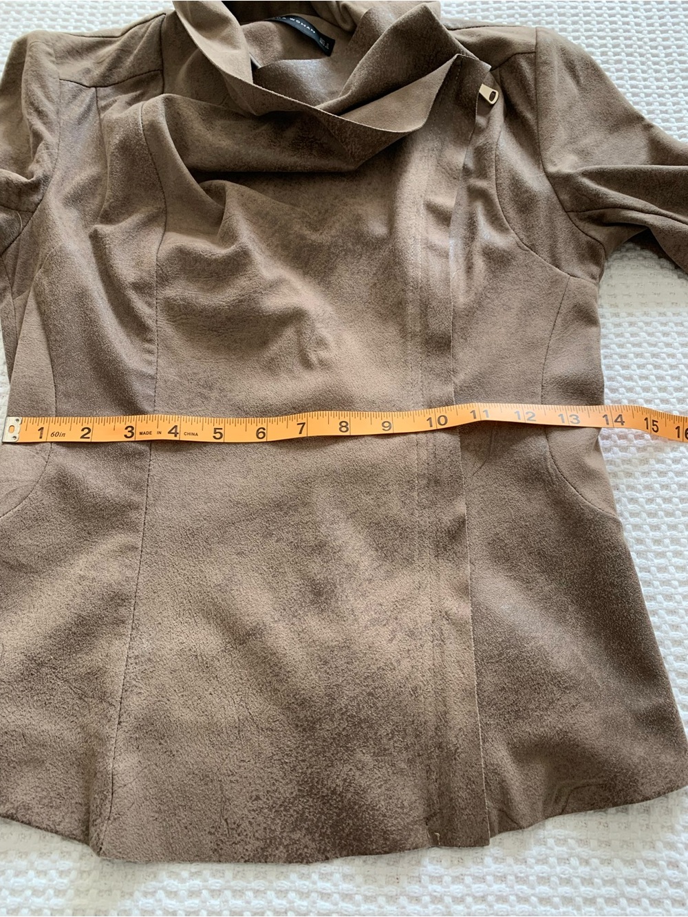 Zara Woman Moto Jacket Tan Suede Like Material Size Small - Picture 9 of 14
